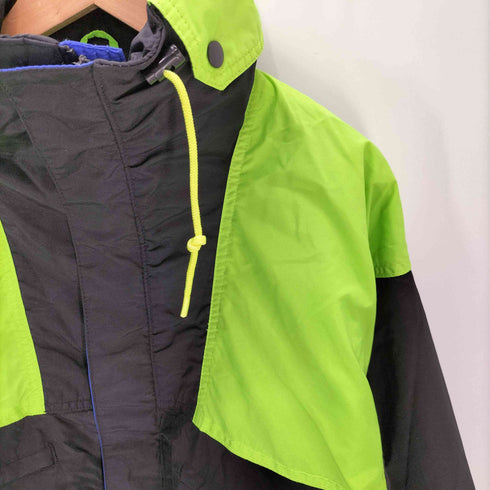 コロンビア Columbia 90S Vamoose RADIAL SLEEVE ラバー ロゴ パッカブルフード マルチジップ ポケット スイッチングカラー マウンテン パーカー ジャケット メンズ import:M