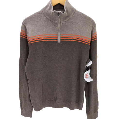 バナナリパブリック BANANA REPUBLIC バイカラー スリーライン ハーフジップ コットン ニット セーター メンズ import:S