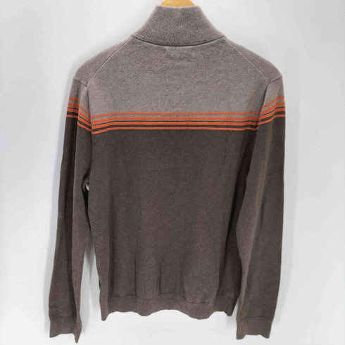バナナリパブリック BANANA REPUBLIC バイカラー スリーライン ハーフジップ コットン ニット セーター メンズ import:S