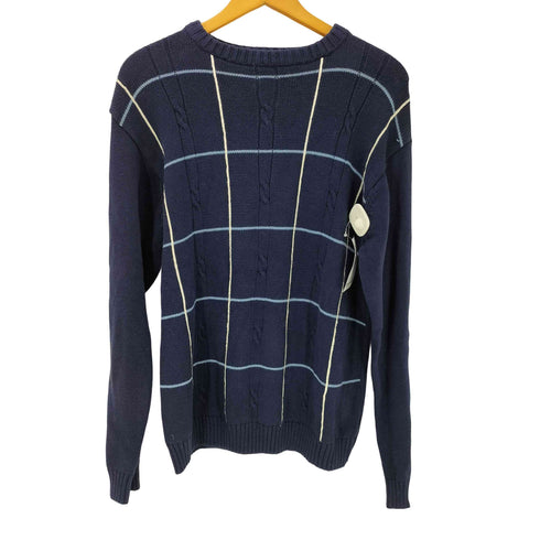 ハガー HAGGER グラフチェック ケーブル コットン ニット セーター メンズ import:XL