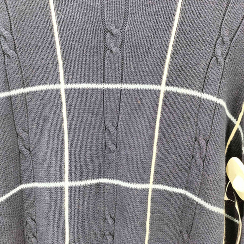 ハガー HAGGER グラフチェック ケーブル コットン ニット セーター メンズ import:XL