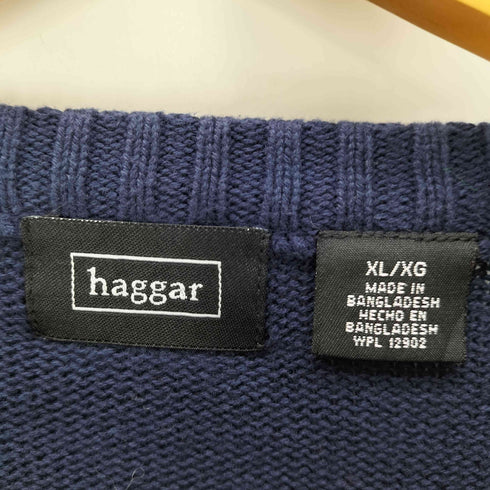 ハガー HAGGER グラフチェック ケーブル コットン ニット セーター メンズ import:XL