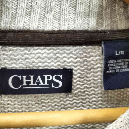チャップス CHAPS ロゴ 刺繍 ハーフボタン コットン ニット セーター コーデュロイエルボーパッチ メンズ import:L