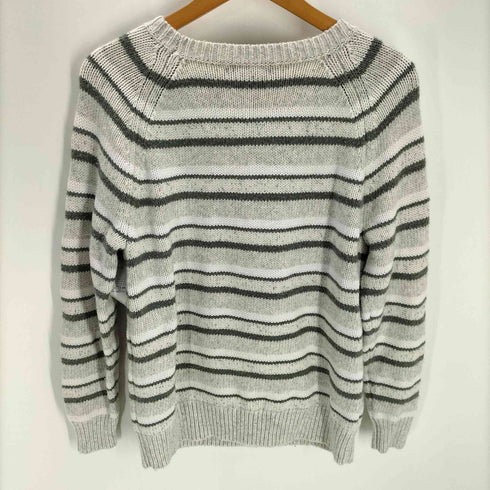 バナナリパブリック BANANA REPUBLIC ボーダー コットン アクリル ラグランスリーブ ローゲージ ニット セーター メンズ import:L