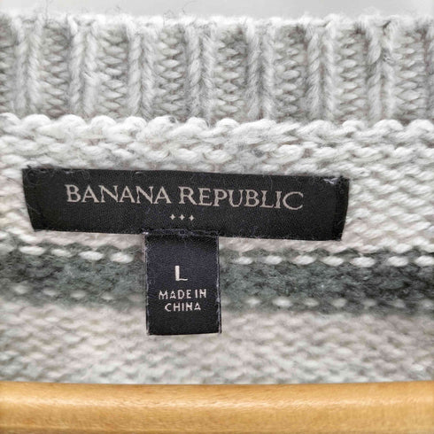 バナナリパブリック BANANA REPUBLIC ボーダー コットン アクリル ラグランスリーブ ローゲージ ニット セーター メンズ import:L