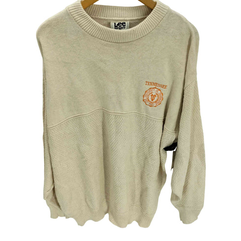 リー Lee 90S SPORT USA製 TENNESSEE UNIVERSITY エンブレム ロゴ 刺繍 鍵編み 切替 コットン ニット セーター メンズ import:L