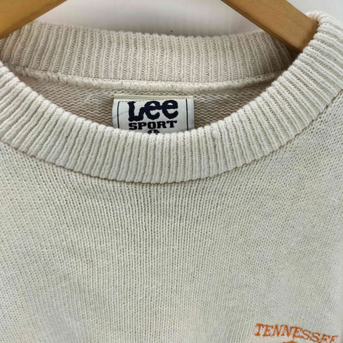 リー Lee 90S SPORT USA製 TENNESSEE UNIVERSITY エンブレム ロゴ 刺繍 鍵編み 切替 コットン ニット セーター メンズ import:L