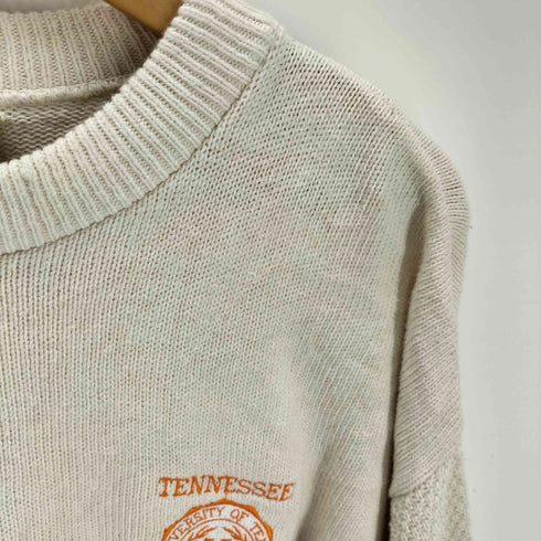 リー Lee 90S SPORT USA製 TENNESSEE UNIVERSITY エンブレム ロゴ 刺繍 鍵編み 切替 コットン ニット セーター メンズ import:L