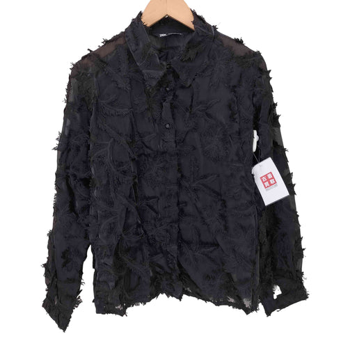 ザラ ZARA 総柄 シースルーシャツ レディース JPN:XS