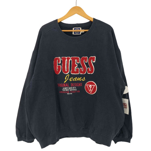 ゲス GUESS 90s USA製 ロゴワッペン クルーネックスウェット メンズ import:M