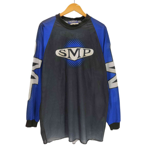 SMP CLOTHING 90S ロゴ グラフィック プリント バイカラー メッシュ ロンT カットソー メンズ