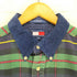 トミーヒルフィガー TOMMY HILFIGER ライオン刺繍 チェック柄 コーデュロイ襟 ペンポケット BDシャツ メンズ import:XL