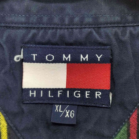 トミーヒルフィガー TOMMY HILFIGER ライオン刺繍 チェック柄 コーデュロイ襟 ペンポケット BDシャツ メンズ import:XL