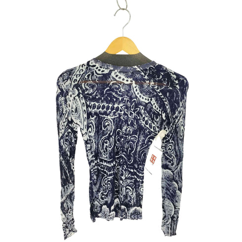 デシグアル Desigual 総柄デザイン クルーネック シアー セカンドスキン ニット レディース M
