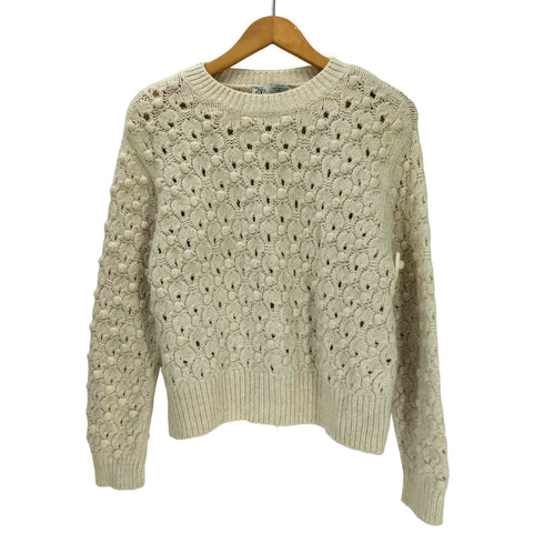 ザラ ZARA ローゲージ プルオーバー クルーネック ポップコーン ニット レディース import:S