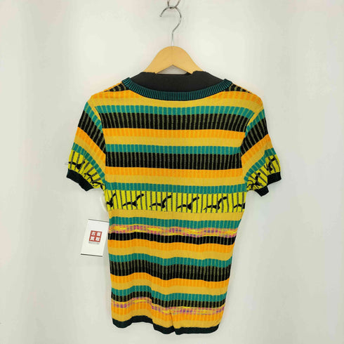 デシグアル Desigual フウケイデザイン リブデザイン クルーネック 半袖ニットTシャツ レディース L