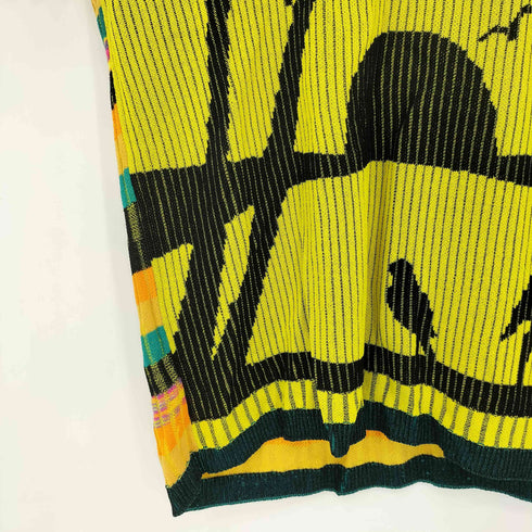 デシグアル Desigual フウケイデザイン リブデザイン クルーネック 半袖ニットTシャツ レディース L