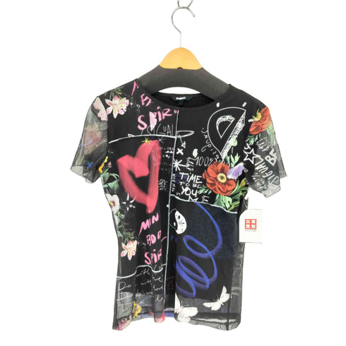 デシグアル Desigual Chicago グラフティデザイン シアー セカンドスキン クルーネック 半袖Tシャツ レディース M