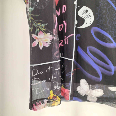 デシグアル Desigual Chicago グラフティデザイン シアー セカンドスキン クルーネック 半袖Tシャツ レディース M