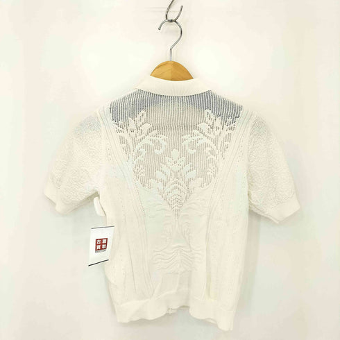 ダーマコレクション DAMA collection フラワーデザイン コットンニット 半袖シャツ レディース M