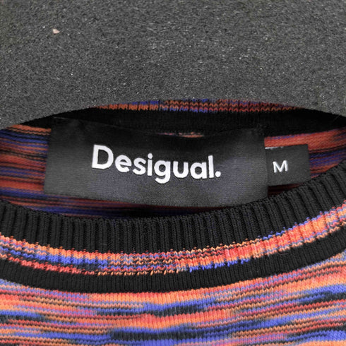 デシグアル Desigual フウケイデザイン コットンニット クルーネック半袖Tシャツ レディース M
