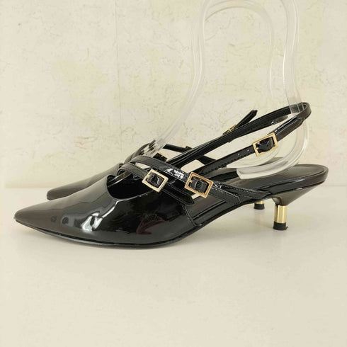 チャールズアンドキース CHARLES&KEITH バックルストラップ キトゥンヒールスリングバックパンプス レディース JPN:36