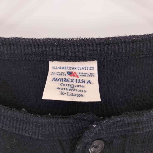 アヴィレックス AVIREX ヘンリーネック リブ クルーネック長袖Tシャツ メンズ X-LARGE