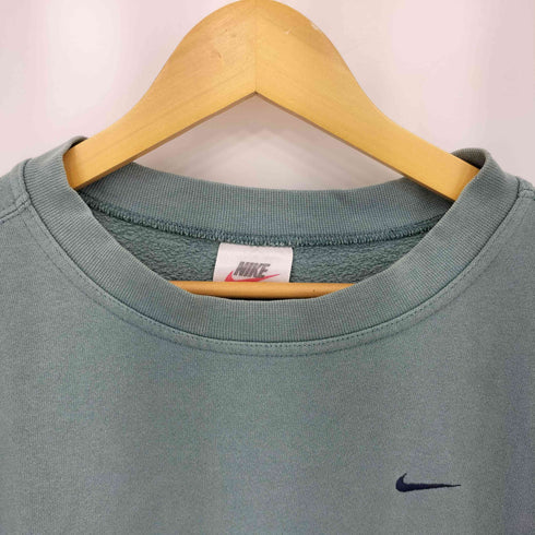 ナイキ NIKE 00s USA製 ワンポイントスウッシュ刺繍 クルーネックスウェット トレーナー メンズ L