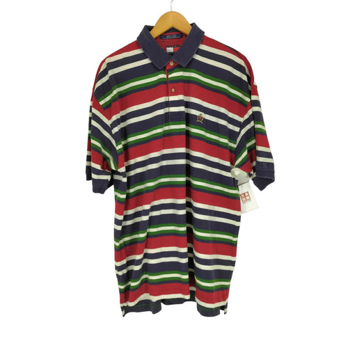 トミーヒルフィガー TOMMY HILFIGER ボーダー鹿の子ポロシャツ メンズ XL