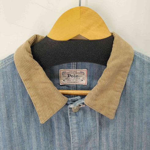 ポロラルフローレン POLO RALPH LAUREN 90s made in usa 襟コーデュロイ ヘリンボーンデニムジャケット メンズ JPN:XL