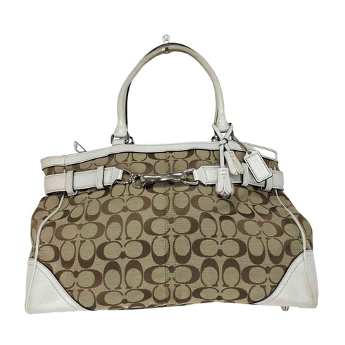コーチ COACH シグネチャーロゴ バックルデザインレザー切り替えトートバッグ レディース