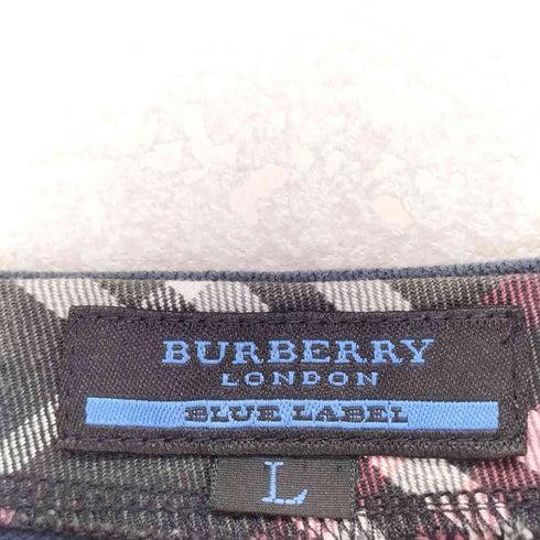 バーバリーブルーレーベル BURBERRY BLUE LABEL ロゴ刺繍 チェックパイピング スキッパーカットソー メンズ L
