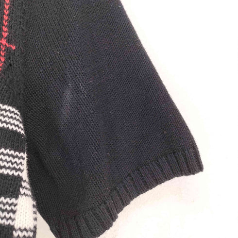 バーバリーロンドン BURBERRY LONDON フロントハウスチェック ハイネックコットン半袖ニット レディース 40
