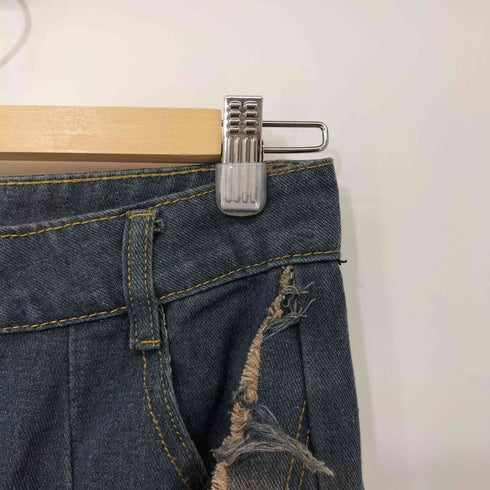 星形 カットオフデザイン ジップフライ デニムパンツ レディース M
