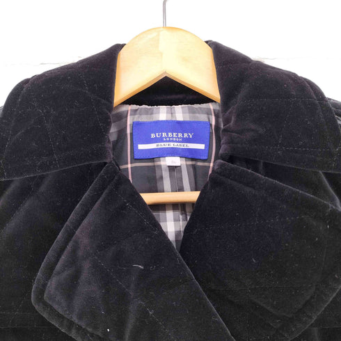 バーバリーブルーレーベル BURBERRY BLUE LABEL 裏地チェック ベロアキルティングショートトレンチ レディース 36