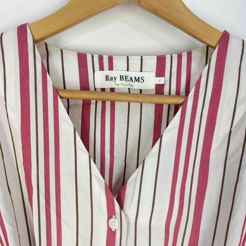 レイビームス Ray BEAMS マルチストライプ Vネック シャツワンピース レディース JPN:1