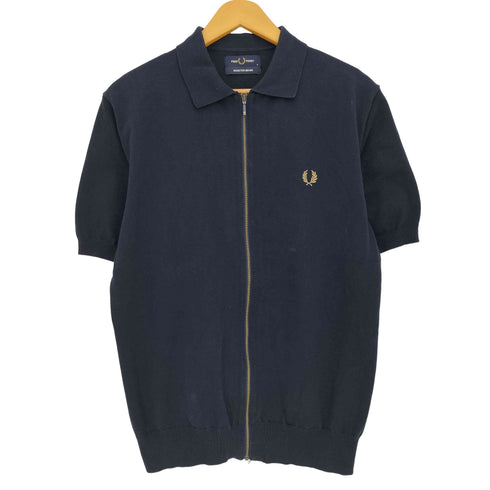 フレッドペリー FRED PERRY 別注 ロゴ刺繍 ジップアップ ニットポロシャツ メンズ JPN:M