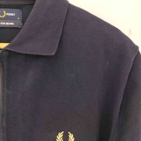 フレッドペリー FRED PERRY 別注 ロゴ刺繍 ジップアップ ニットポロシャツ メンズ JPN:M