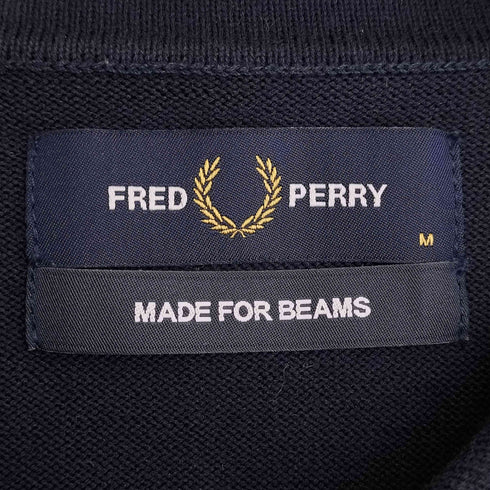 フレッドペリー FRED PERRY 別注 ロゴ刺繍 ジップアップ ニットポロシャツ メンズ JPN:M