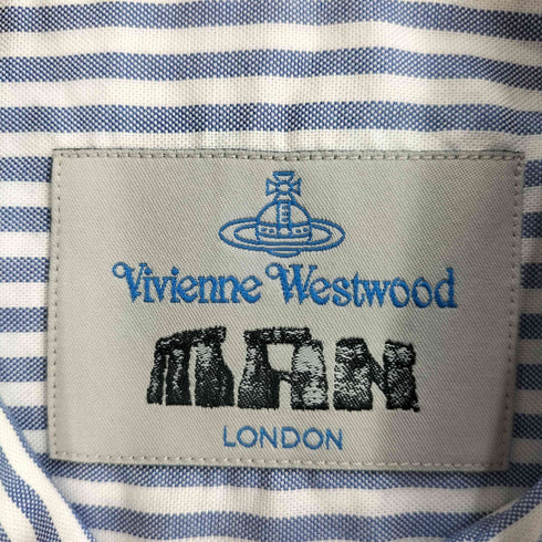 ヴィヴィアンウエストウッドマン Vivienne Westwood MAN オーブ刺繍 エポレット S/S ストライプシャツ メンズ 2