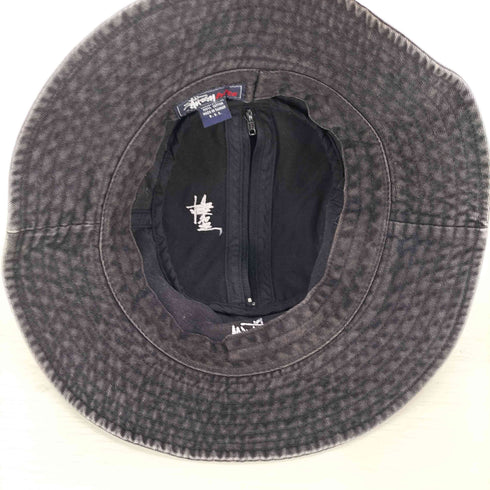 ステューシー Stussy 90s 紺タグ 同色ロゴ刺繍 バケットハット メンズ