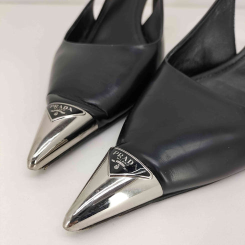 プラダ PRADA ポインテッドトゥ ピンヒール スリングバック パンプス レディース EUR:39