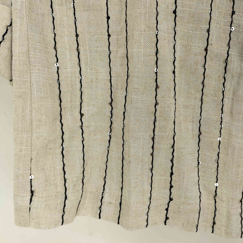 ザラ ZARA リネン混 スパンコール ストライプ ダブル テーラードジャケット レディース import:M