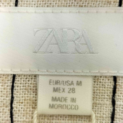 ザラ ZARA リネン混 スパンコール ストライプ ダブル テーラードジャケット レディース import:M