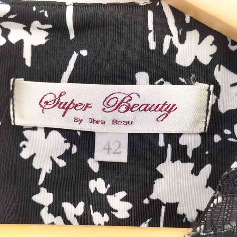 スーパービューティ super beauty 総柄 刺繍 ビジュー ノースリーブ ワンピース レディース JPN:42
