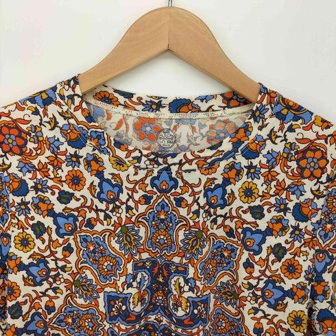 トリーバーチ TORY BURCH SOIREE LOGO T-SHIRT ペイズリー 総柄 クルーネック カットソー レディース import:S