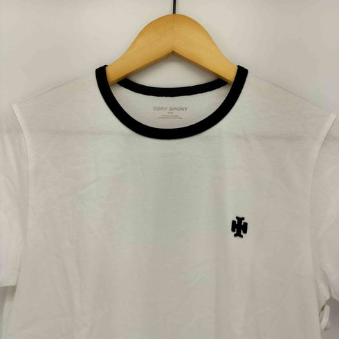 トリーバーチ TORY BURCH TORY SPORT ワンポイント 刺繍 リンガー Tシャツ レディース import:M