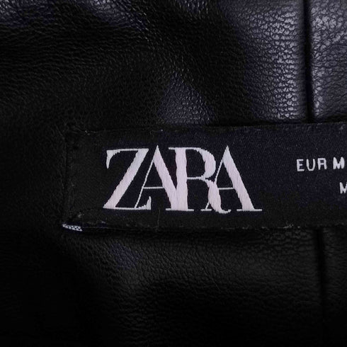 ザラ ZARA ベルト付き タック テーパード フェイクレザーパンツ レディース M