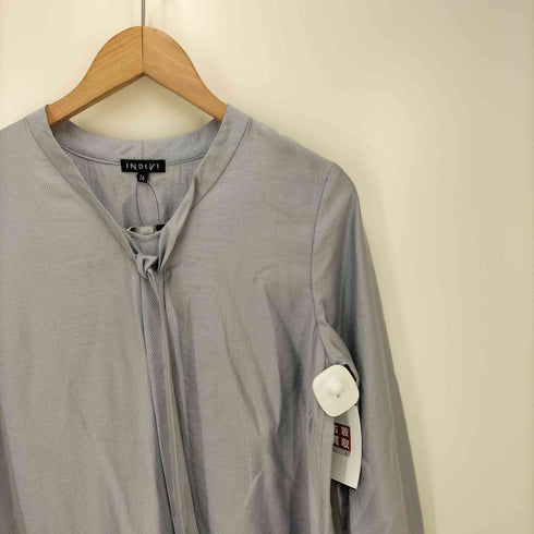 インディヴィ INDIVI ストライプドビー ボウタイブラウス レディース JPN:36