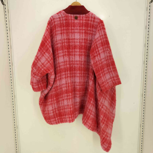 ヴィヴィアンウエストウッドレッドレーベル Vivienne Westwood RED LABEL タータンチェック シャギー マフラー付 ビッグコート 変形 ポンチョ コート レディース import:M